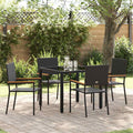 vidaXL Garten Essgruppe 5 pcs Schwarz Poly-Rattan