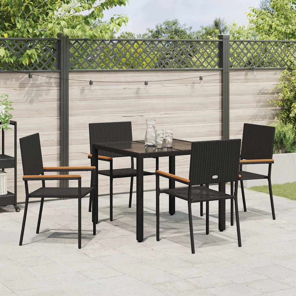 vidaXL Garten Essgruppe 5 pcs Schwarz Poly-Rattan