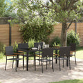 vidaXL Garten Essgruppe 7 pcs Schwarz Poly-Rattan