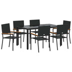 vidaXL Garten Essgruppe 7 pcs Schwarz Poly-Rattan