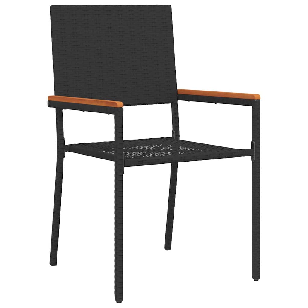vidaXL Garten Essgruppe 7 pcs Schwarz Poly-Rattan