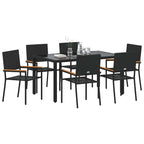 vidaXL Garten Essgruppe 7 pcs Schwarz Poly-Rattan