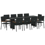 vidaXL Garten Essgruppe 11 pcs Schwarz Poly-Rattan