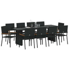 vidaXL Garten Essgruppe 11 pcs Schwarz Poly-Rattan