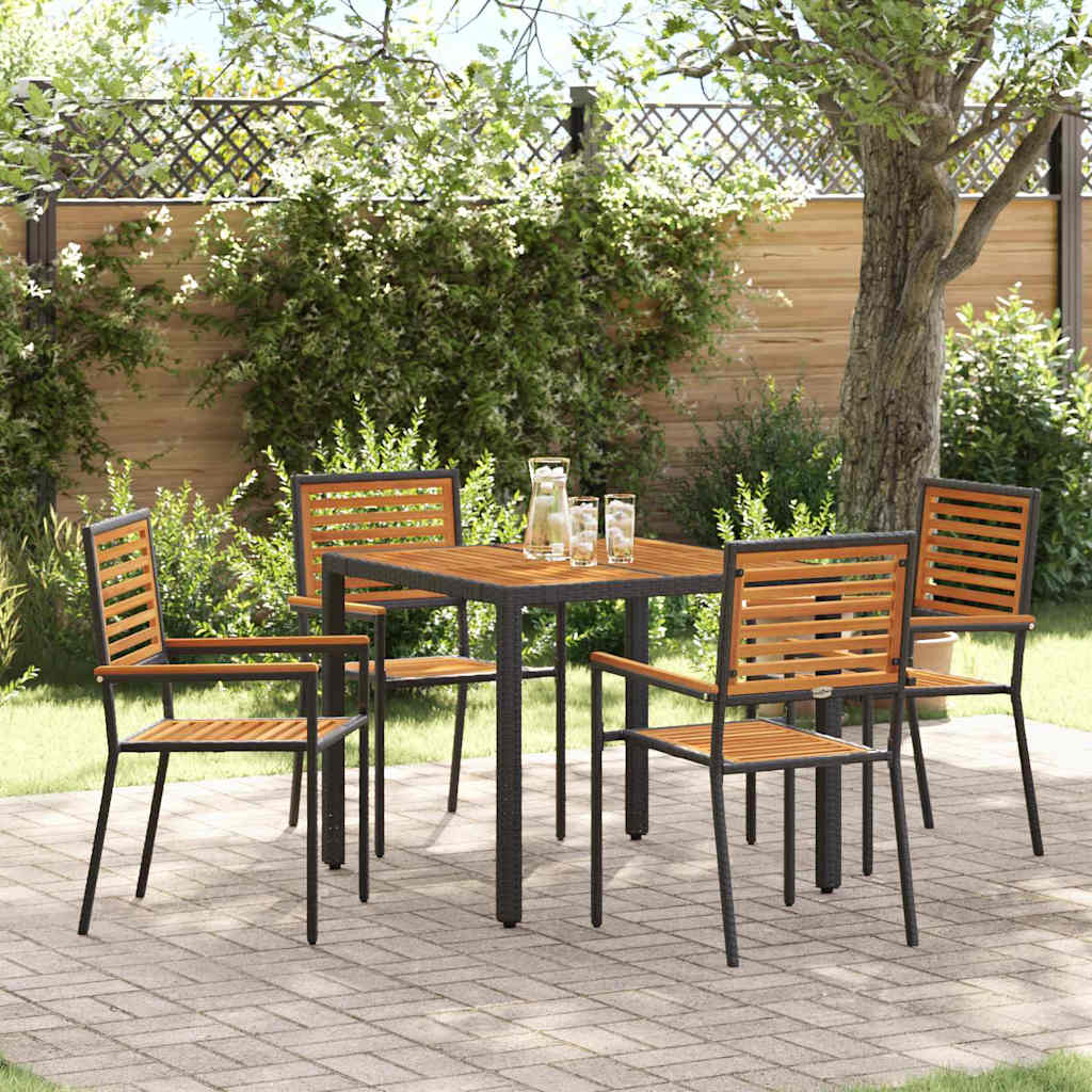 vidaXL Garten Essgruppe 5 pcs Schwarz und Braun Poly-Rattan