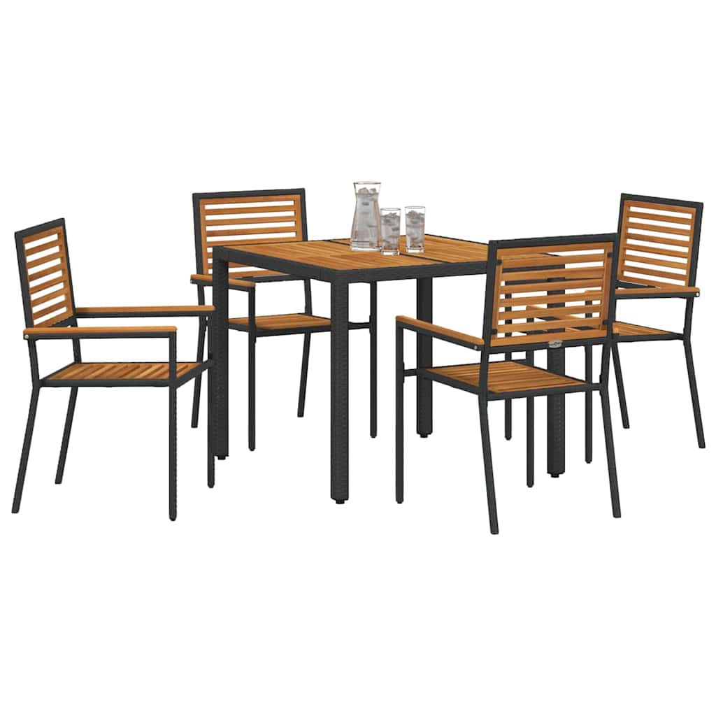 vidaXL Garten Essgruppe 5 pcs Schwarz und Braun Poly-Rattan