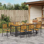 vidaXL Garten Essgruppe 9 pcs Schwarz und Braun Poly-Rattan