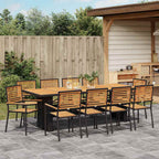 vidaXL Garten Essgruppe 11 pcs Schwarz und Braun Poly-Rattan
