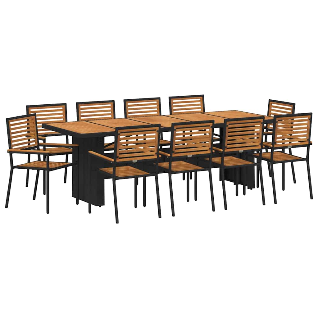 vidaXL Garten Essgruppe 11 pcs Schwarz und Braun Poly-Rattan