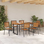 vidaXL Garten Essgruppe 7 pcs Schwarz Massivholz Akazie