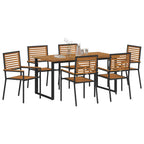 vidaXL Garten Essgruppe 7 pcs Schwarz Massivholz Akazie