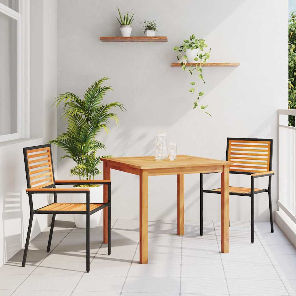 vidaXL Garten Essgruppe 3 pcs Schwarz Massivholz Akazie