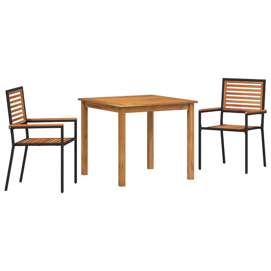 vidaXL Garten Essgruppe 3 pcs Schwarz Massivholz Akazie