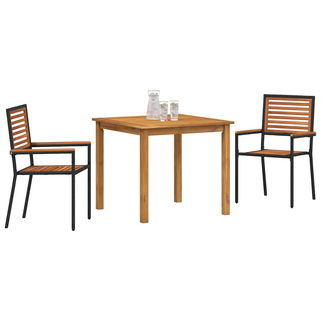 vidaXL Garten Essgruppe 3 pcs Schwarz Massivholz Akazie