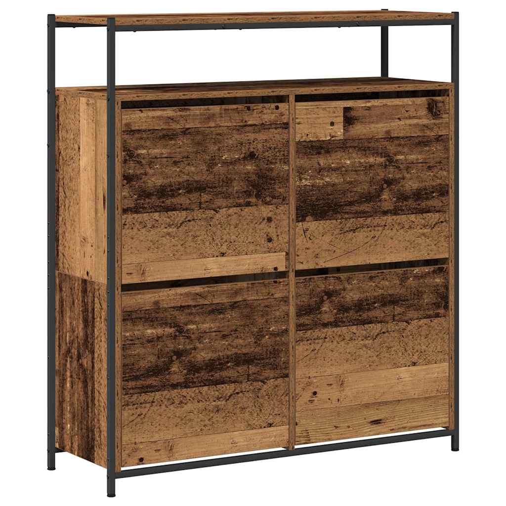 vidaXL Schuhschrank mit Regal Altholz 100 x 34 x 112 cm Holzwerkstoff