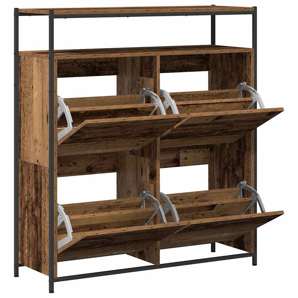 vidaXL Schuhschrank mit Regal Altholz 100 x 34 x 112 cm Holzwerkstoff
