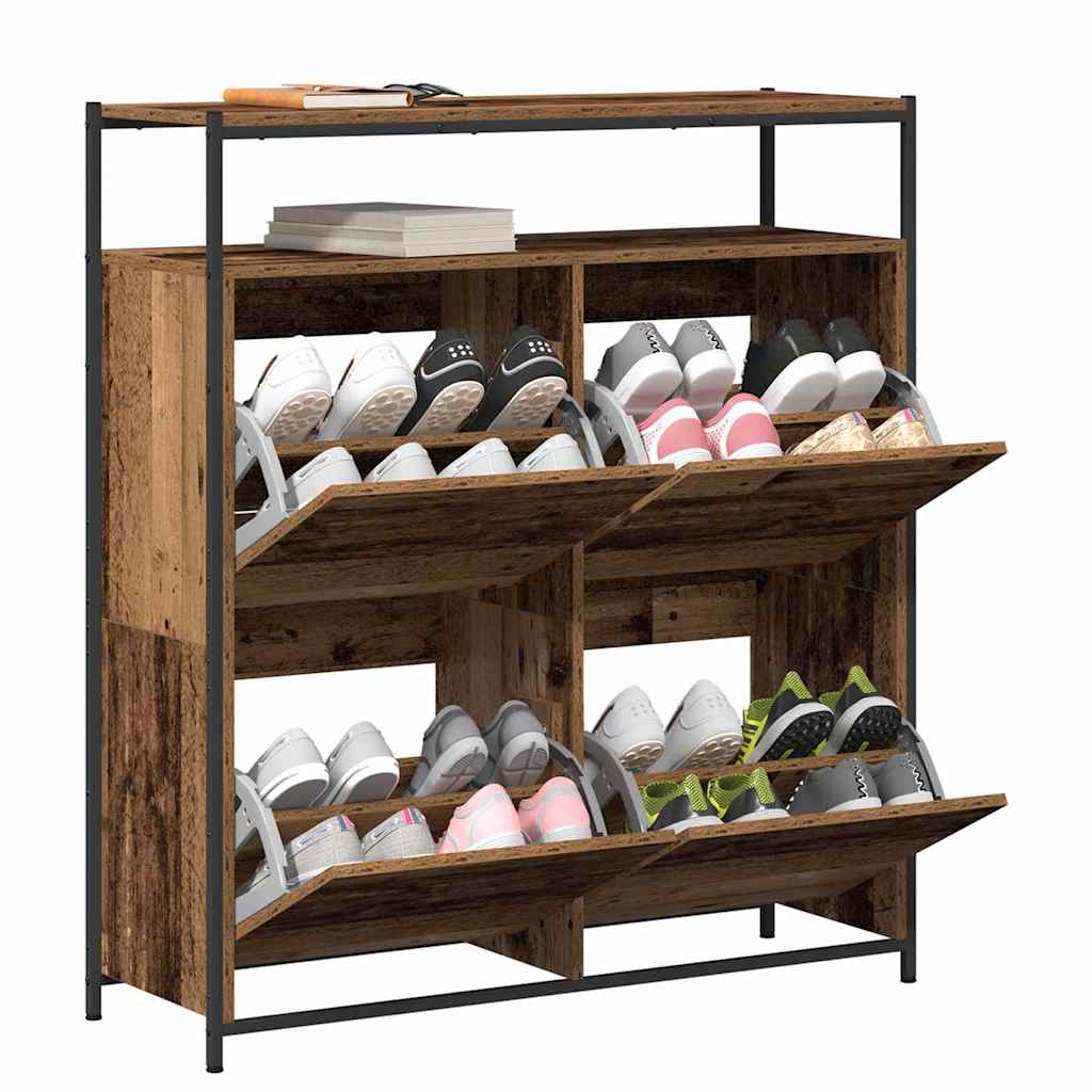 vidaXL Schuhschrank mit Regal Altholz 100 x 34 x 112 cm Holzwerkstoff