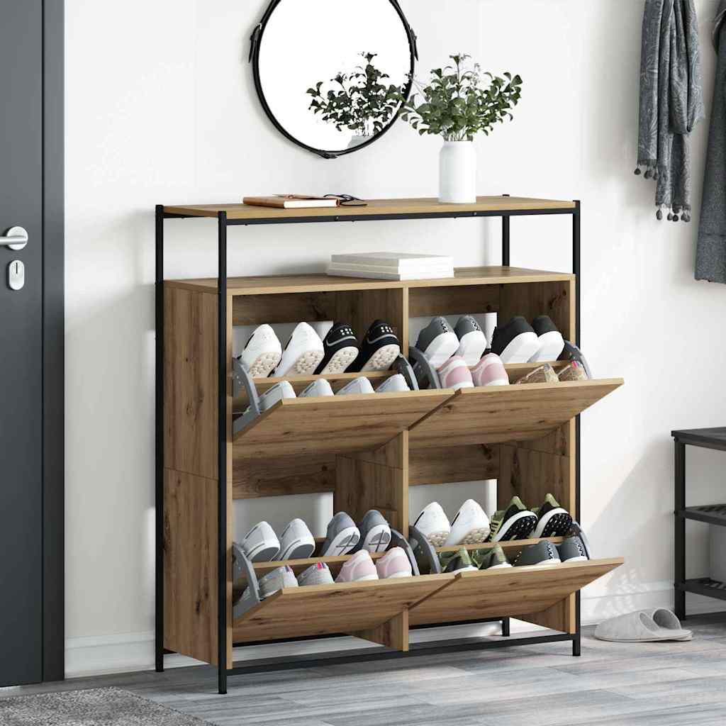 vidaXL Schuhschrank Artisan-Eiche 100 x 34 x 112 cm Holzwerkstoff