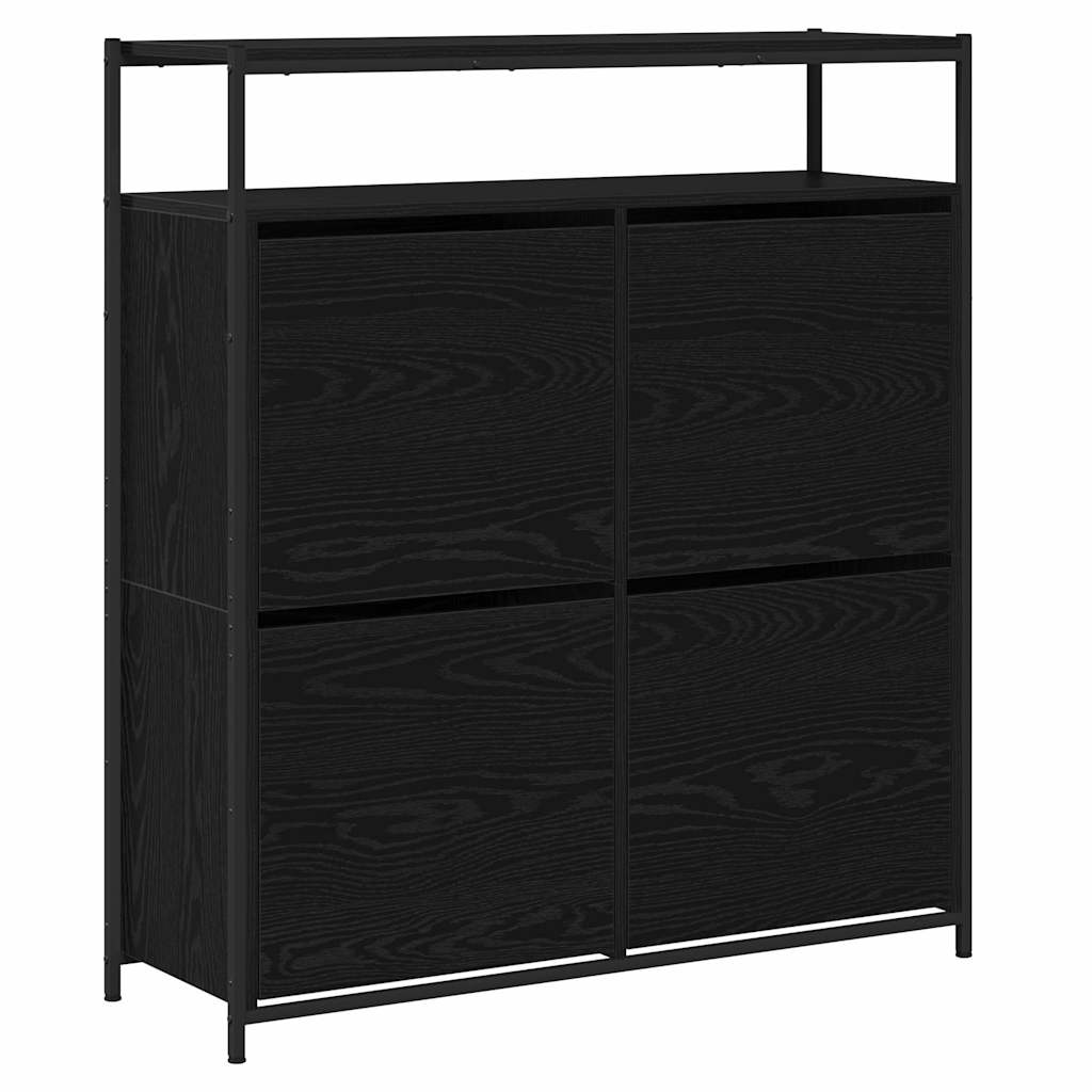 vidaXL Schuhschrank mit Regal Schwarz Eichen-Optik 100 x 34 x 112 cm