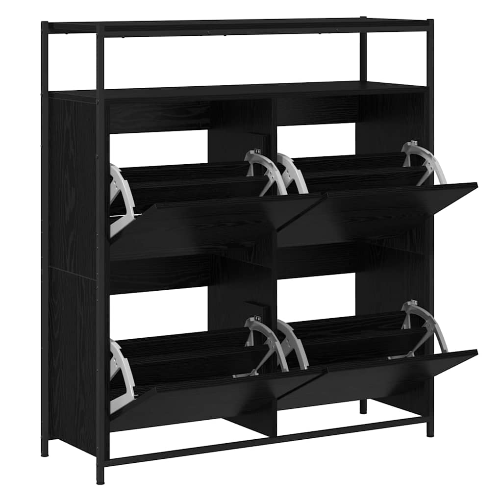vidaXL Schuhschrank mit Regal Schwarz Eichen-Optik 100 x 34 x 112 cm
