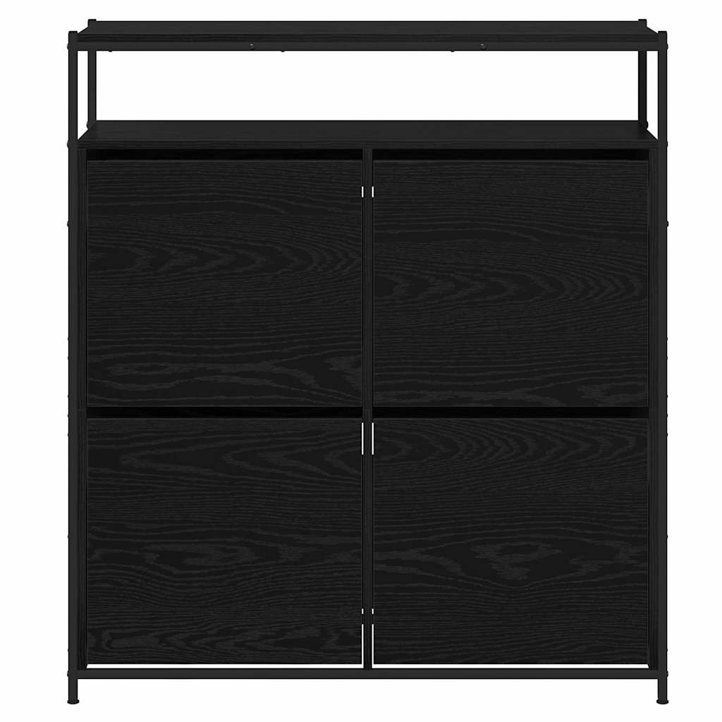 vidaXL Schuhschrank mit Regal Schwarz Eichen-Optik 100 x 34 x 112 cm