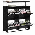 vidaXL Schuhschrank mit Regal Schwarz Eichen-Optik 100 x 34 x 112 cm