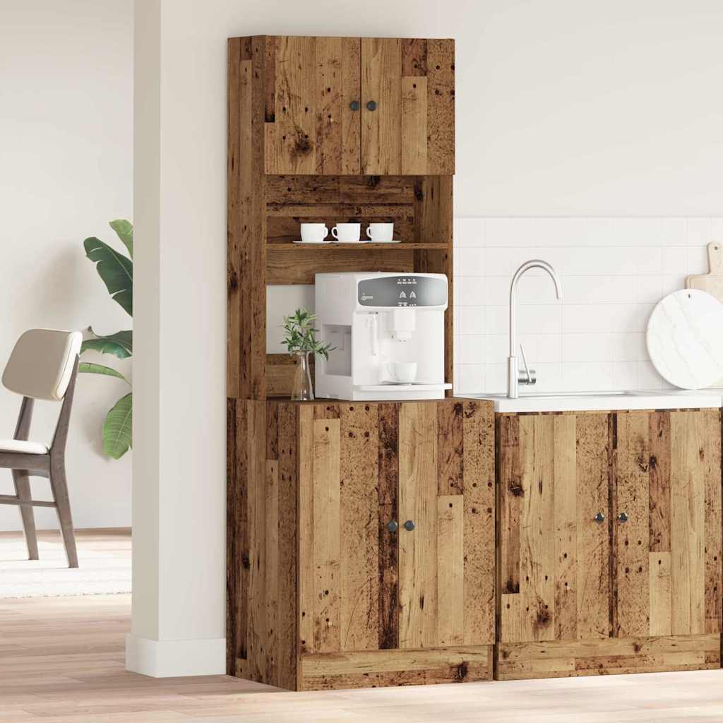 vidaXL Küchenbuffet mit Regal mit Tür 2 pcs Altholz 60 x 50 x 180 cm