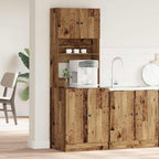 vidaXL Küchenbuffet mit Regal mit Tür 2 pcs Altholz 60 x 50 x 180 cm