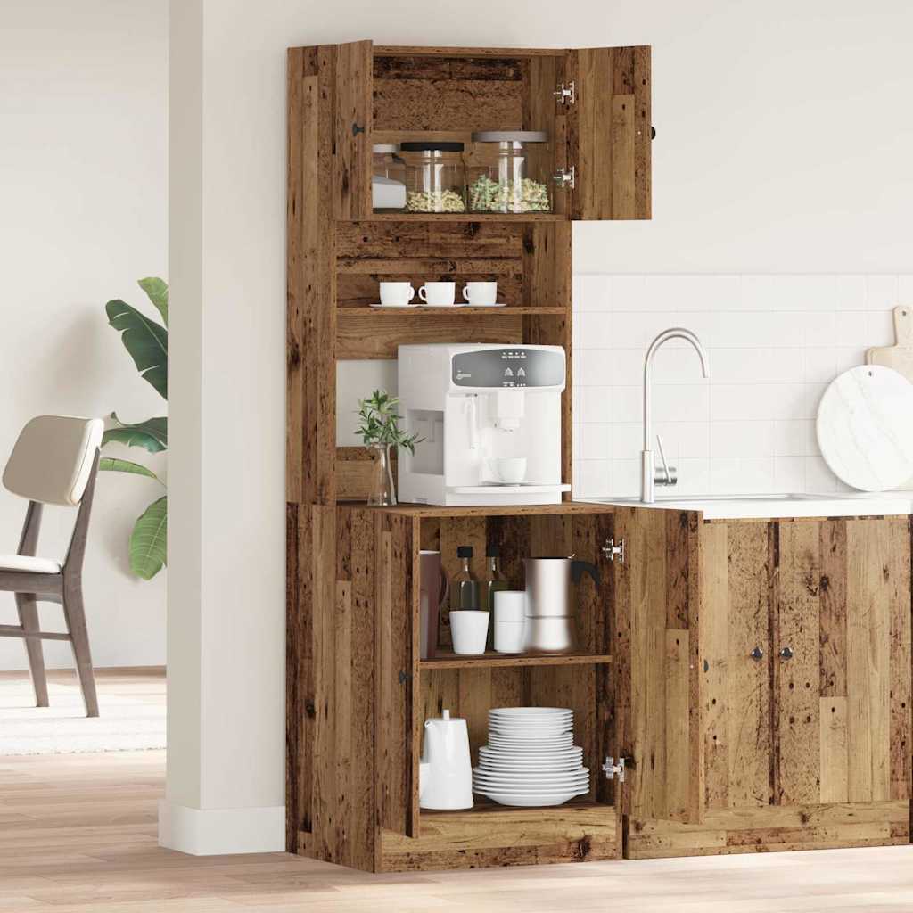 vidaXL Küchenbuffet mit Regal mit Tür 2 pcs Altholz 60 x 50 x 180 cm