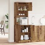 vidaXL Küchenbuffet mit Regal mit Tür 2 pcs Altholz 60 x 50 x 180 cm