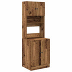 vidaXL Küchenbuffet mit Regal mit Tür 2 pcs Altholz 60 x 50 x 180 cm