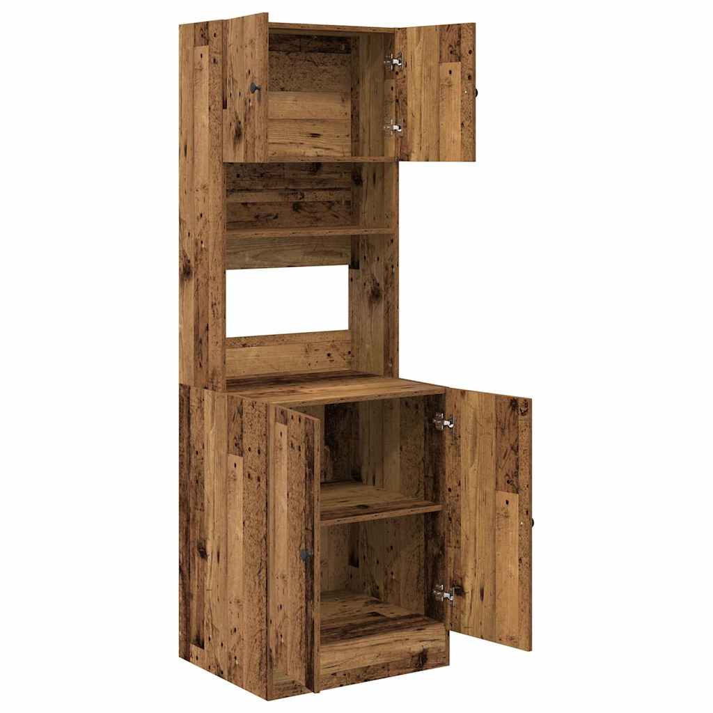 vidaXL Küchenbuffet mit Regal mit Tür 2 pcs Altholz 60 x 50 x 180 cm