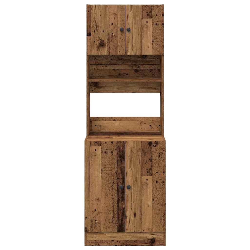 vidaXL Küchenbuffet mit Regal mit Tür 2 pcs Altholz 60 x 50 x 180 cm