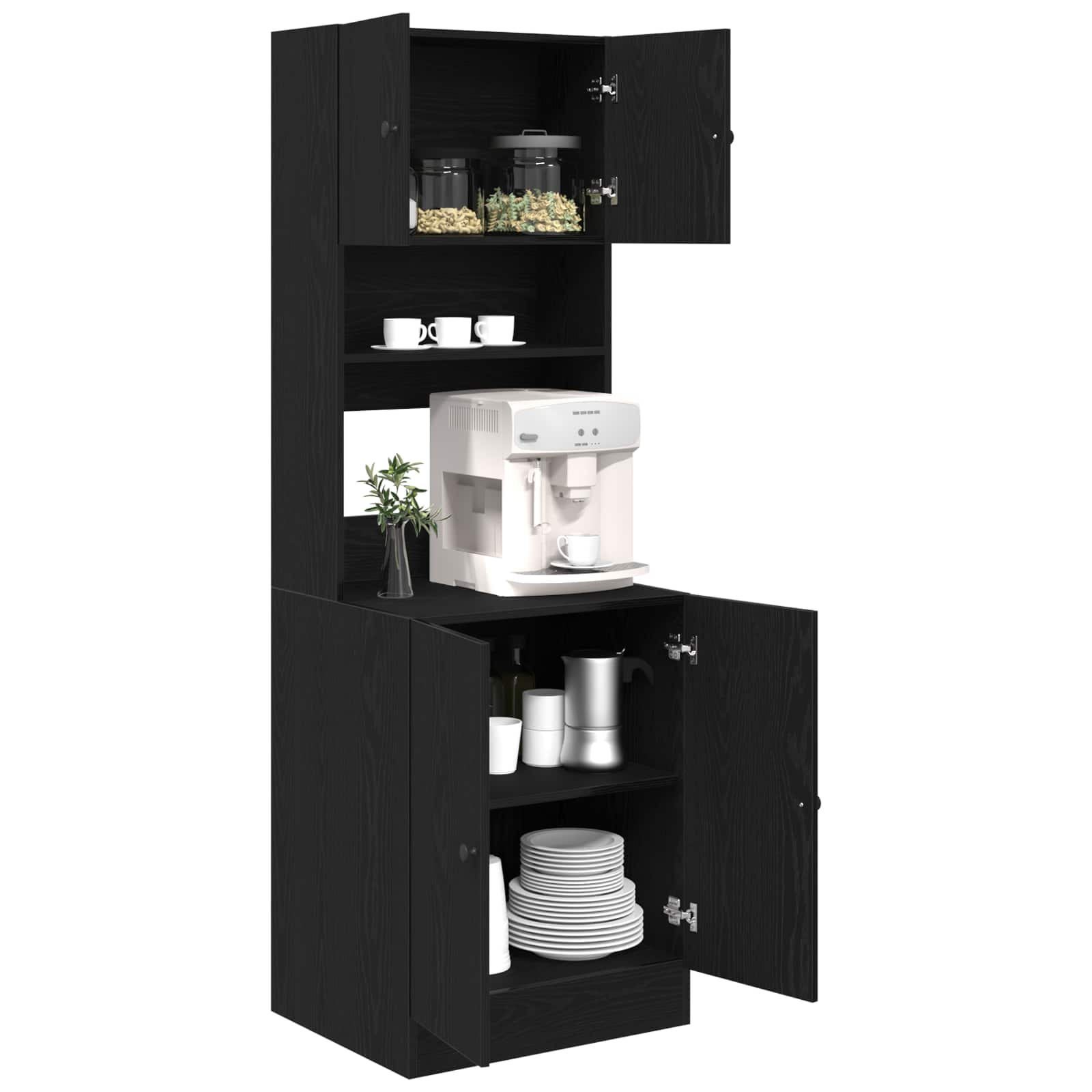 vidaXL Küchenbuffet 2 pcs Schwarz Eichen-Optik 60 x 50 x 180 cm
