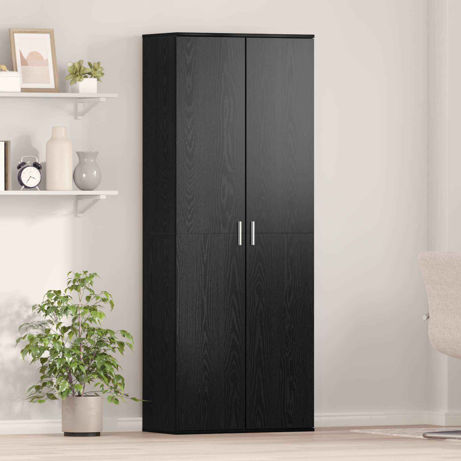 vidaXL Highboard Schwarz Eichen-Optik 70 x 33,5 x 180 cm Holzwerkstoff
