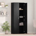vidaXL Highboard Schwarz Eichen-Optik 70 x 33,5 x 180 cm Holzwerkstoff