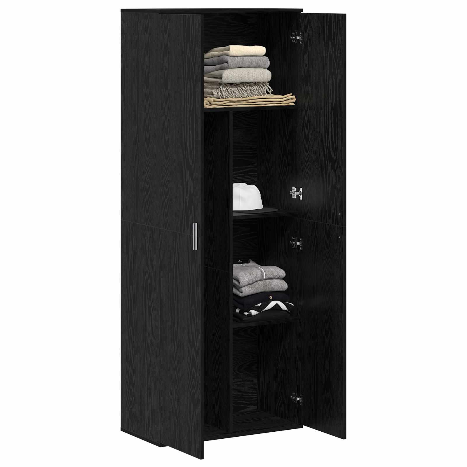 vidaXL Highboard Schwarz Eichen-Optik 70 x 33,5 x 180 cm Holzwerkstoff