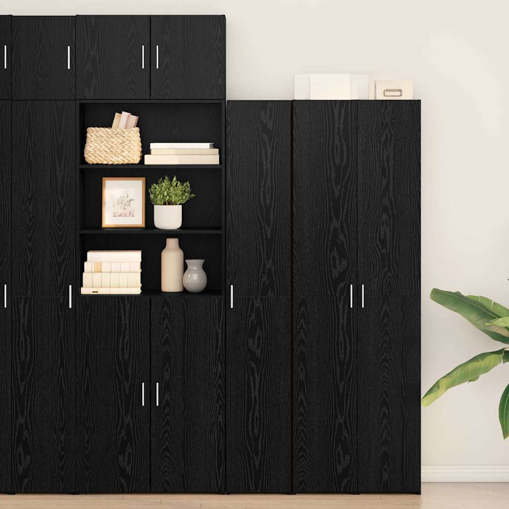 vidaXL Highboard 2 pcs Schwarz Eichen-Optik 30 x 42,5 x 185 cm