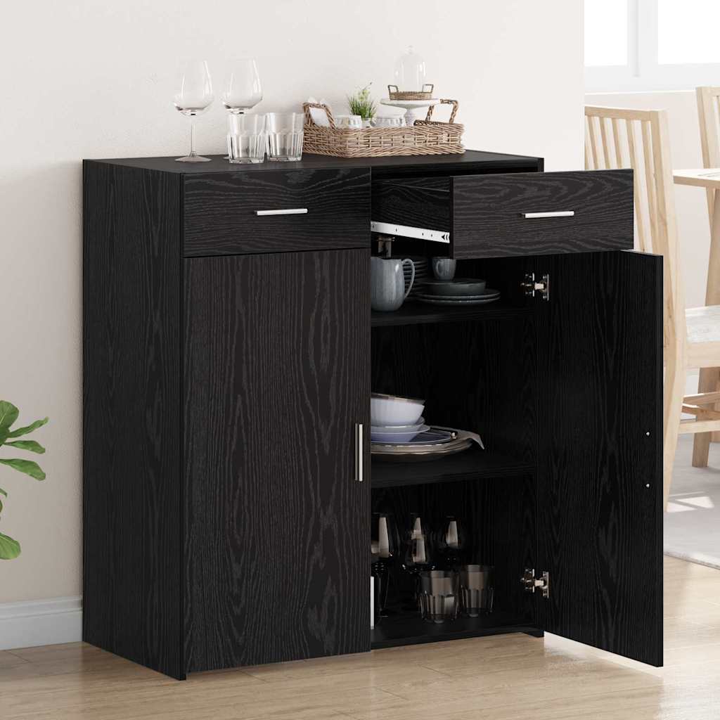 vidaXL Badschrank Schwarz Eichen-Optik 80 x 42,5 x 93,5 cm