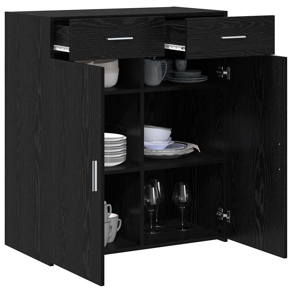 vidaXL Badschrank Schwarz Eichen-Optik 80 x 42,5 x 93,5 cm