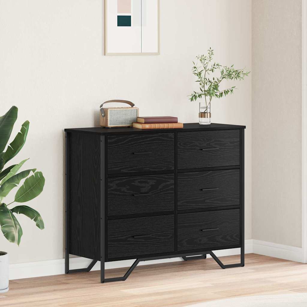 vidaXL Kommode 2 pcs Schwarz Eichen-Optik 91 x 35,5 x 74,5 cm