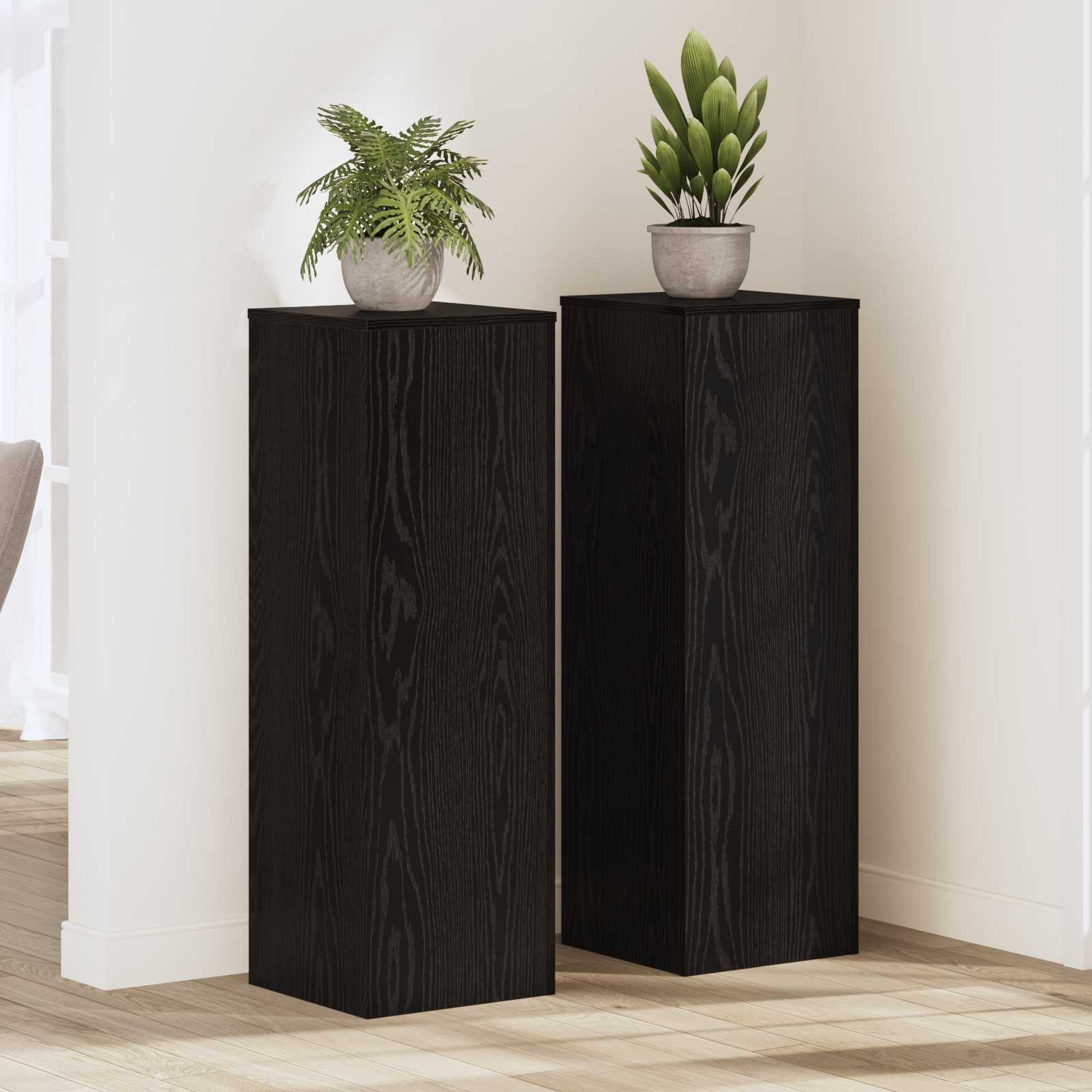 vidaXL Pflanzenständer 2 pcs Schwarz Eichen-Optik 33 x 33 x 100 cm