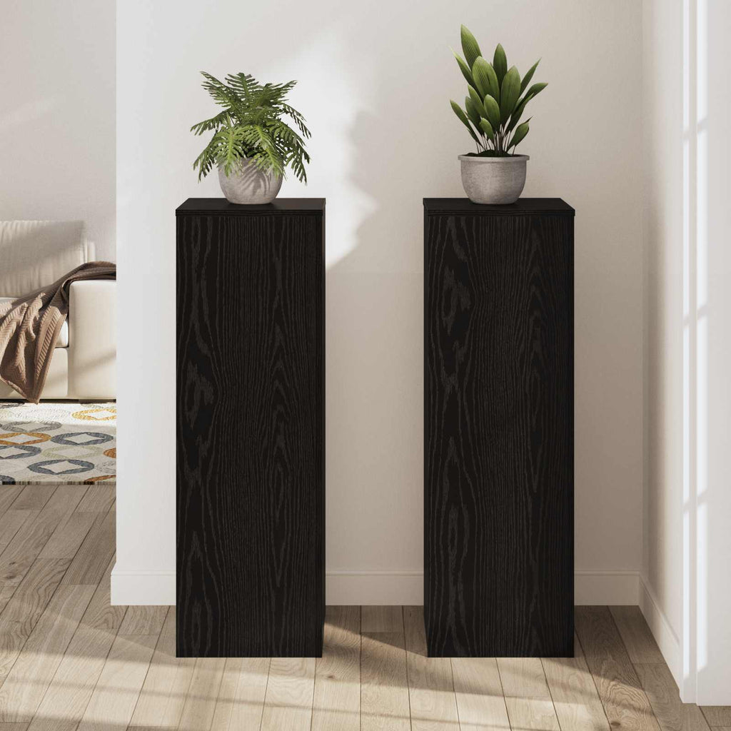 vidaXL Pflanzenständer 2 pcs Schwarz Eichen-Optik 33 x 33 x 100 cm