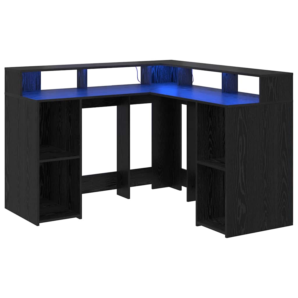 vidaXL Schreibtisch mit Regal Schwarz Eichen-Optik 130 x 130 x 91 cm