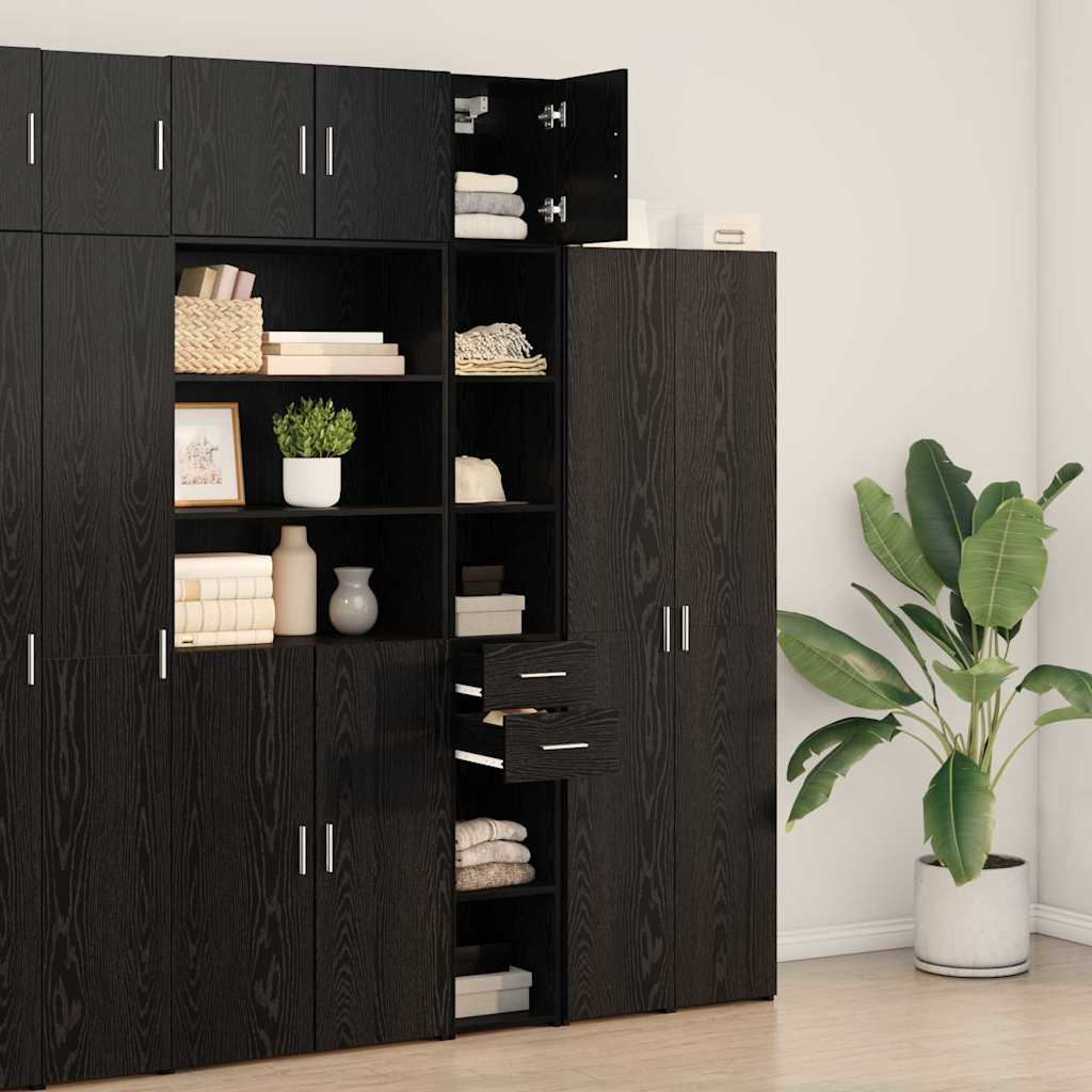 vidaXL Aufbewahrungsschrank mit Schubladen 2 pcs Schwarz Eichen-Optik