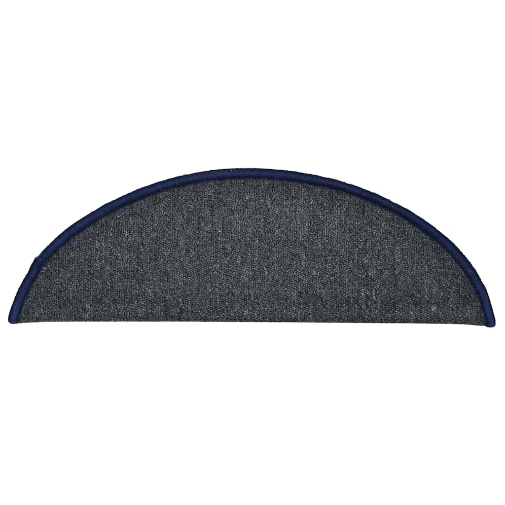 vidaXL Stufenmatten 30 Stk. 56x17x3 cm Dunkelgrau und Blau Halbrund