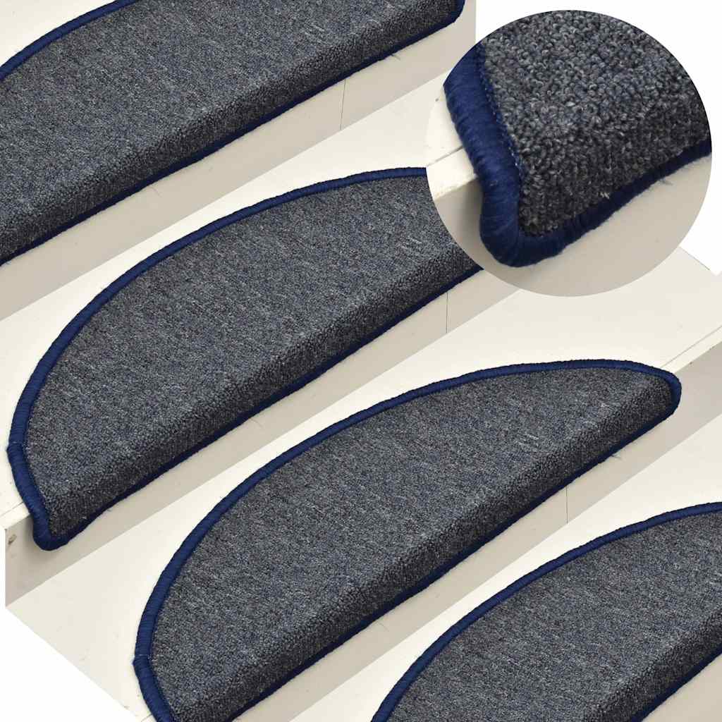 vidaXL Stufenmatten 30 Stk. 56x17x3 cm Dunkelgrau und Blau Halbrund