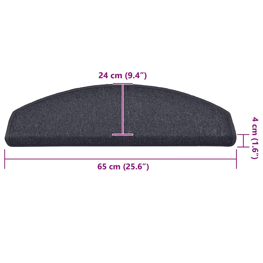 vidaXL Stufenmatten 30 Stk. 65 x 24 x 4 cm Dunkelgrau und Blau Halbrund Groß