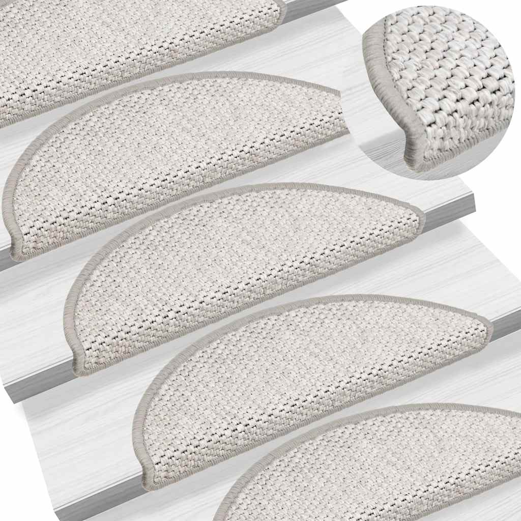 vidaXL Stufenmatten Selbstklebend Sisal-Optik 30Stk. 56x17x3cm Platina