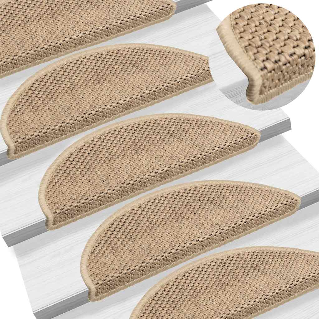vidaXL Stufenmatten Selbstklebend Sisal-Optik 30Stk. 56x17x3cm Sand
